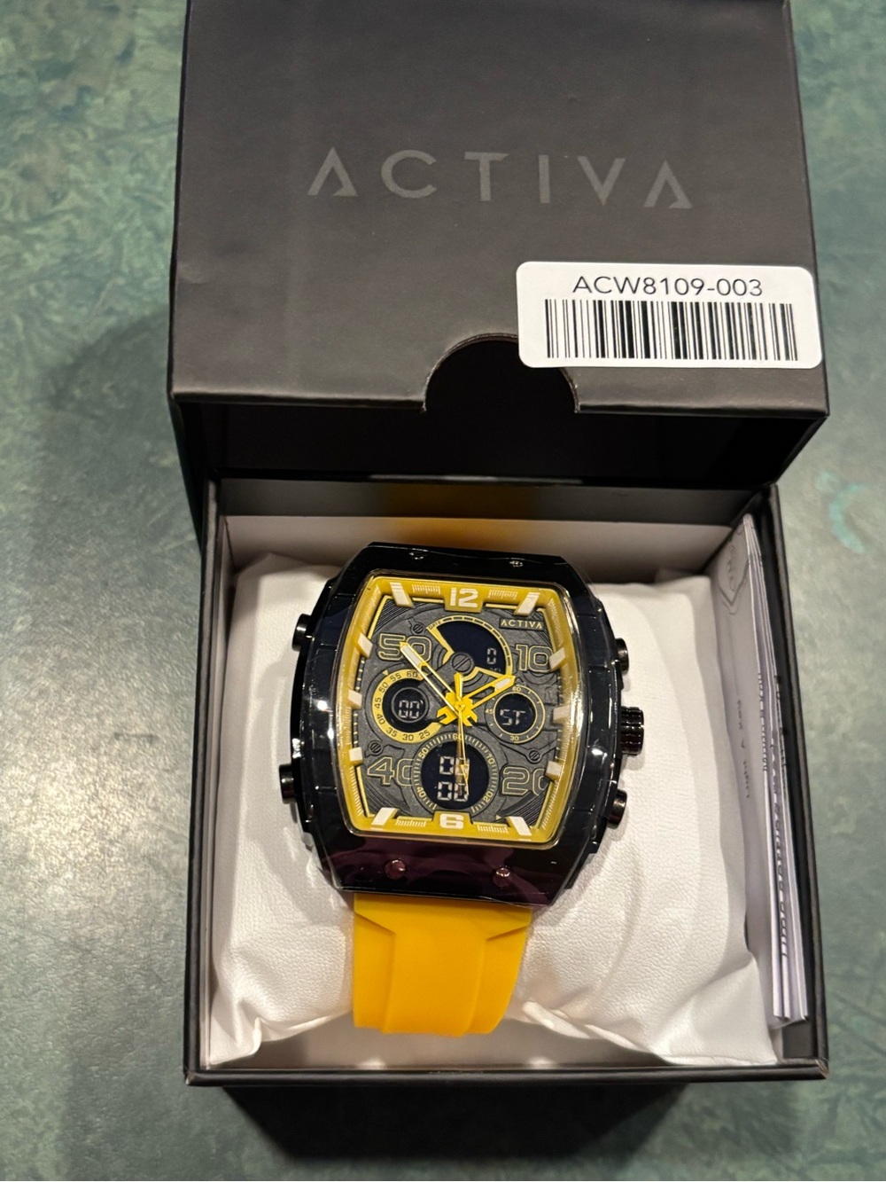 Ativa Men's Yellow and Black Sport Chronograph Watch,BNWT